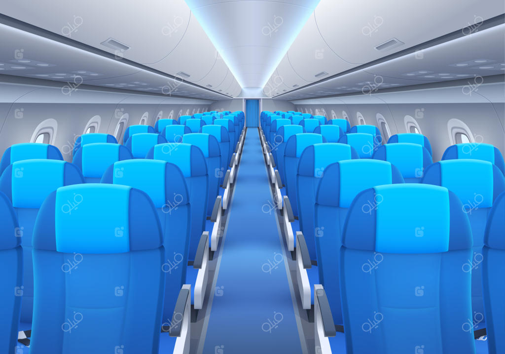 کابین داخل هواپیما با صندلی‌ها