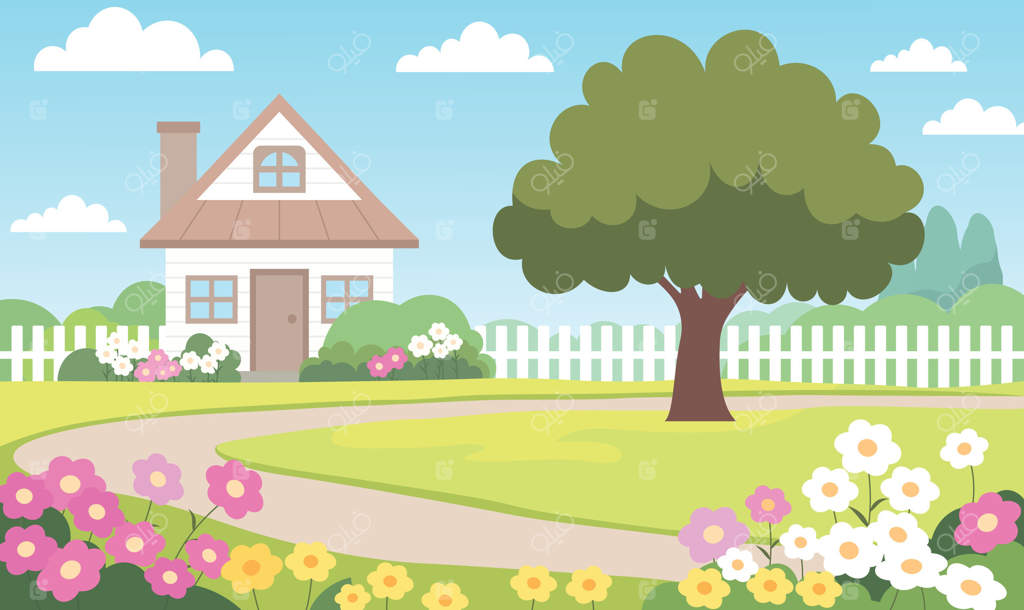 خانه زیبا با باغچه‌ای پر از گل‌های رنگارنگ در فصل تابستان