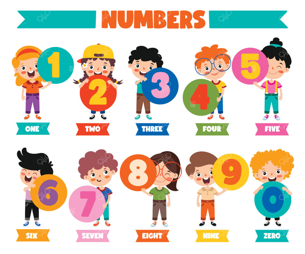 مجموعه اعداد رنگارنگ با طراحی تخت