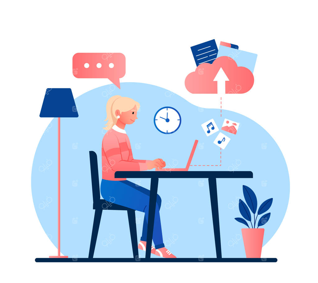 زنی که فایل‌ها را آپلود می‌کند