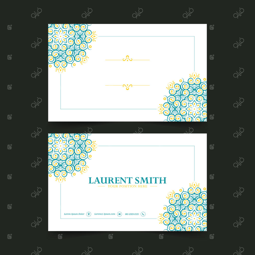 طراحی کارت ویزیت با سبک ماندالای رنگارنگ.
