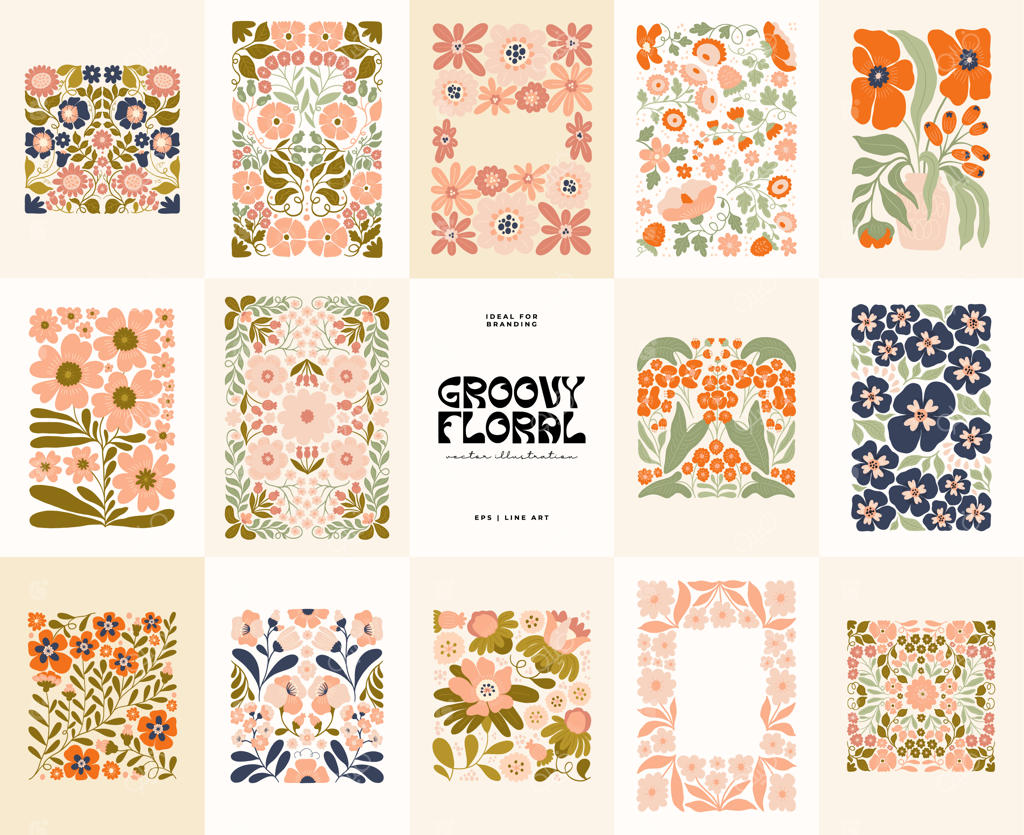 المان‌های انتزاعی گل و گیاه، ترکیب‌بندی مدرن و مینیمال با استایل ترندی ماتیس