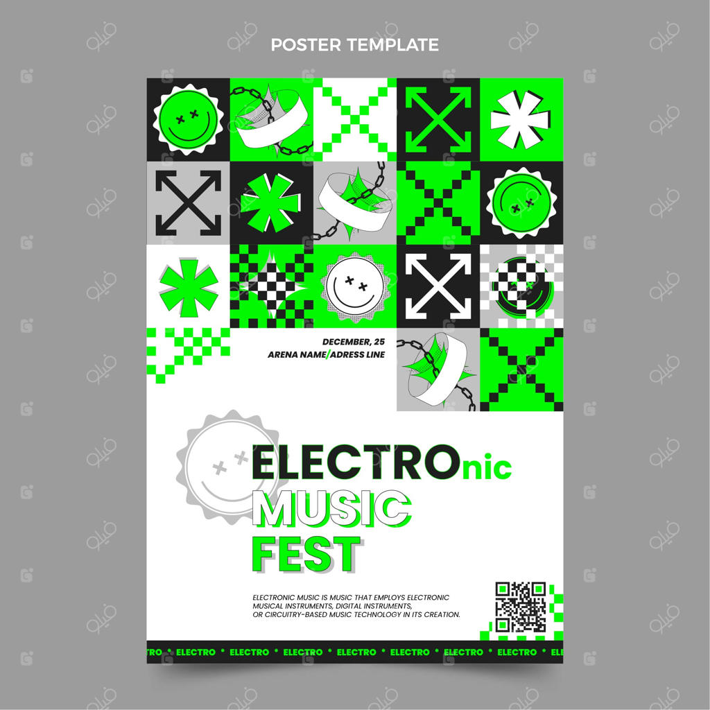 پوستر موزاییکی فلت برای جشنواره موسیقی