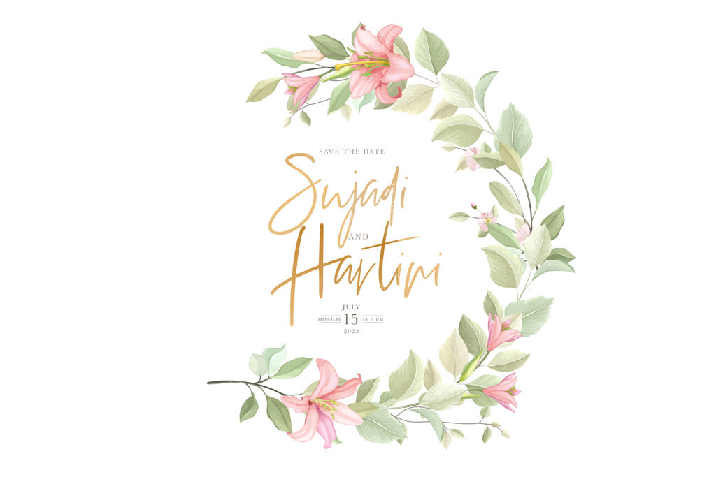 قاب گل‌دار با تاج گل لیلیوم برای کارت و تزئینات چند منظوره