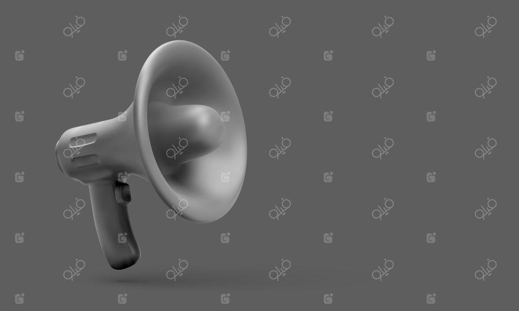 بلندگوی پلاستیکی سیاه با سایه طبیعی.