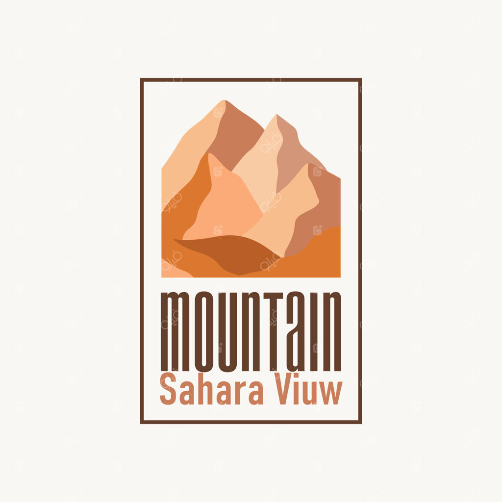 لوگوی مناظر طبیعی صحرا با مفهوم ساده و زیبا، نمای کوهستان و کاکتوس‌های بیابان صحرا، نمادی برای طراحی قالب تصویرسازی