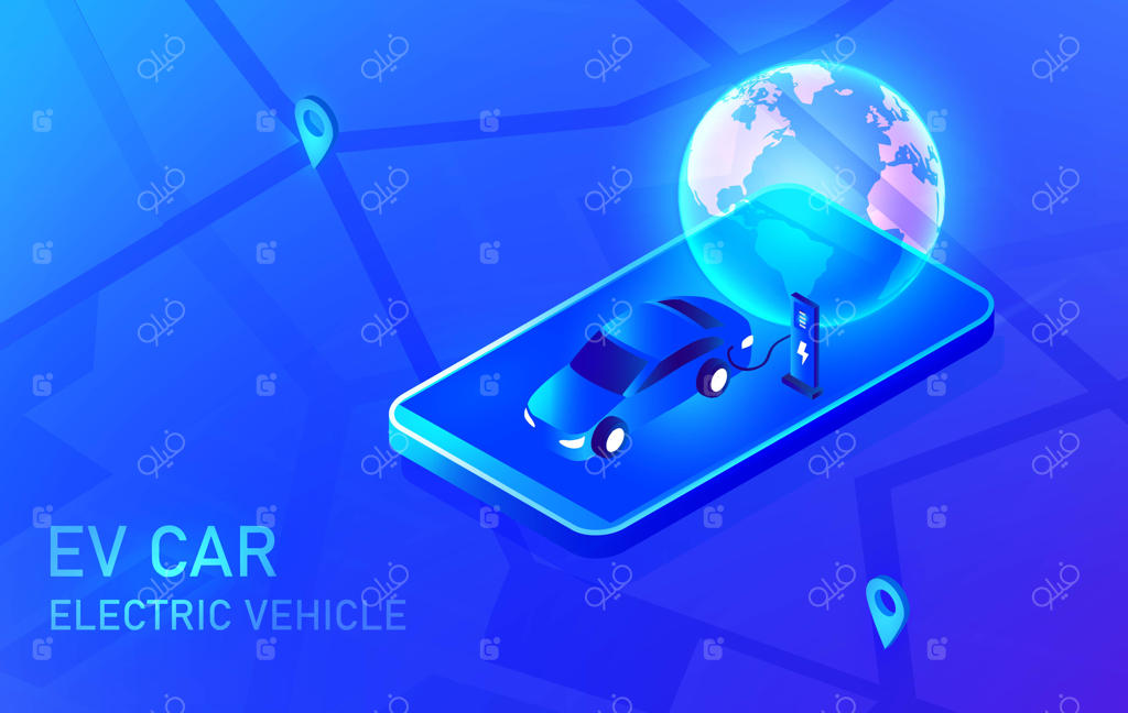 خودرو برقی: شارژ خودرو با باتری در ایستگاه شارژ خورشیدی