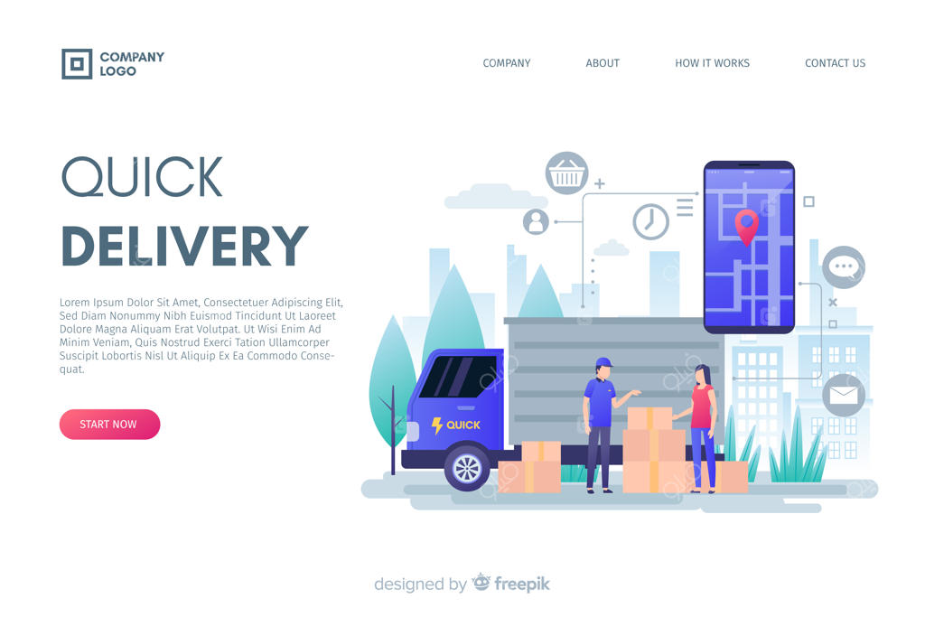 مفهوم طراحی تخت برای صفحات فرود تحویل کالا