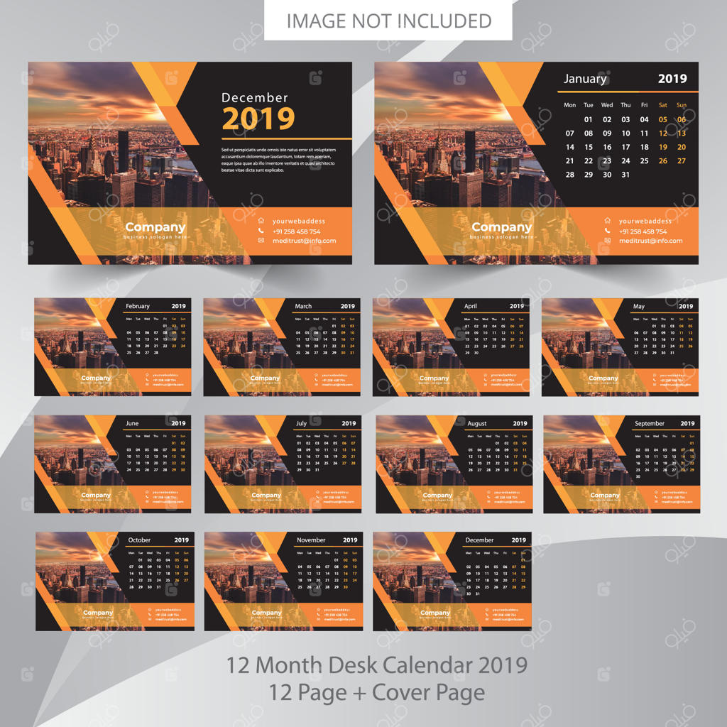 قالب برنامه‌ریزی تقویم رومیزی ۲۰۱۹