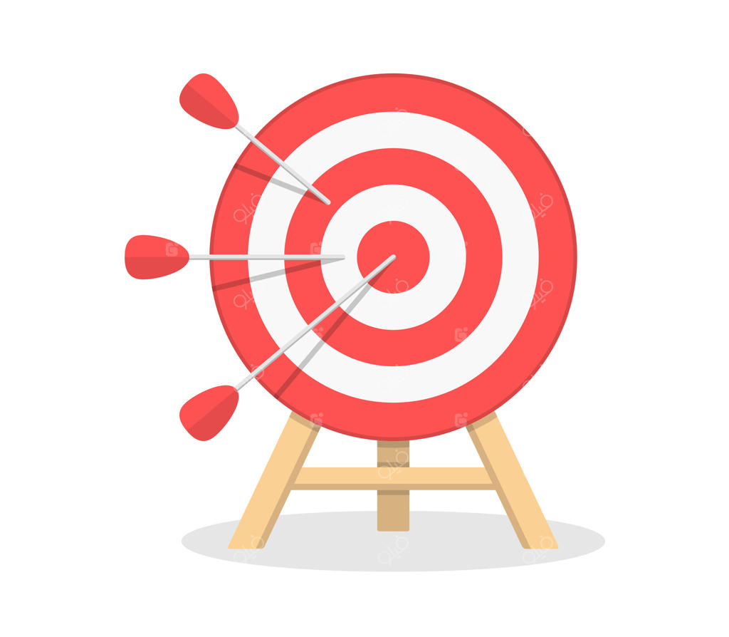 هدف قرمز با سه تیر روی پس‌زمینه سفید