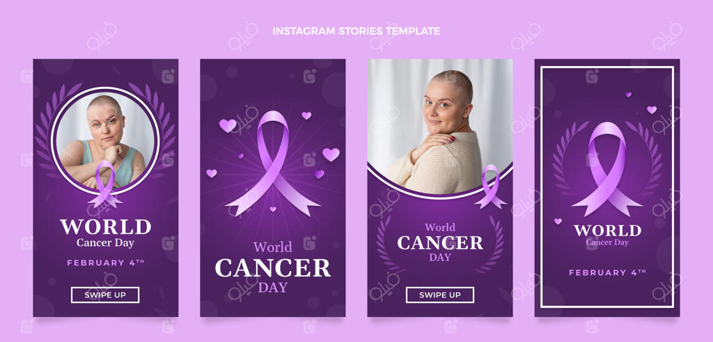 مجموعه استوری‌های اینستاگرام روز جهانی سرطان به سبک گرادینت