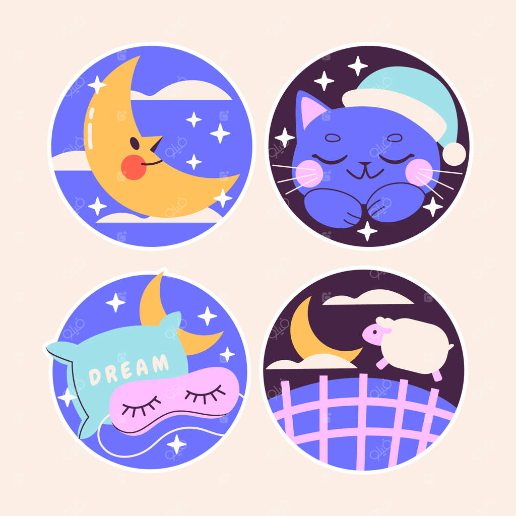 مجموعه استیکرهای ساده شبانه