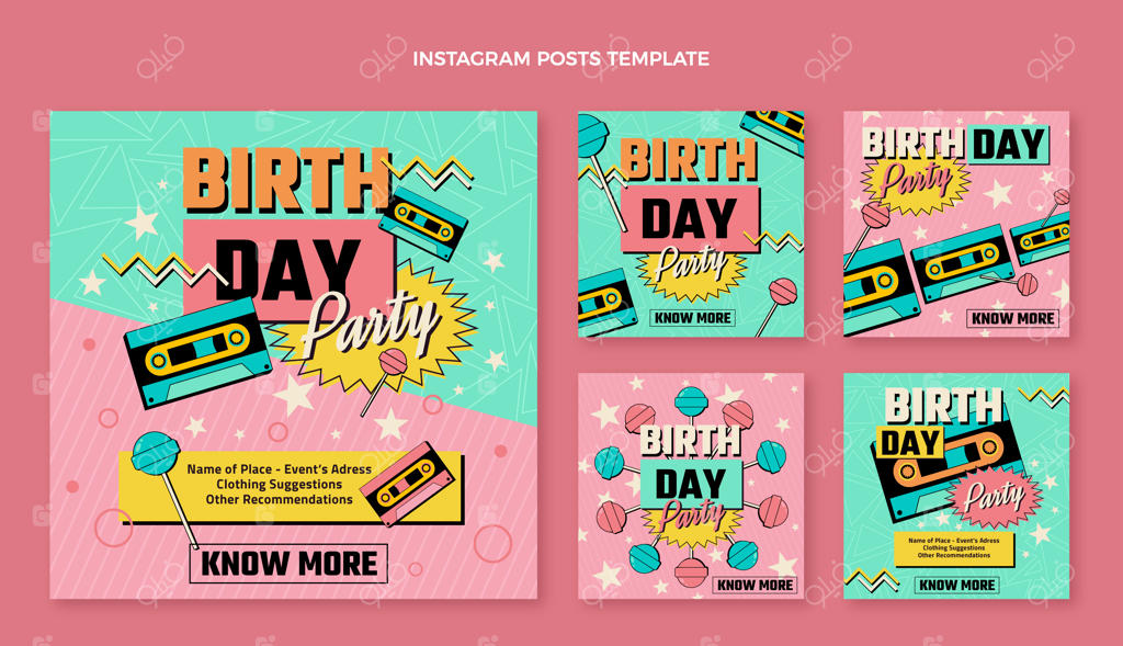 پست‌های اینستاگرامی جشنواره موسیقی دهه ۹۰ با طراحی دستی