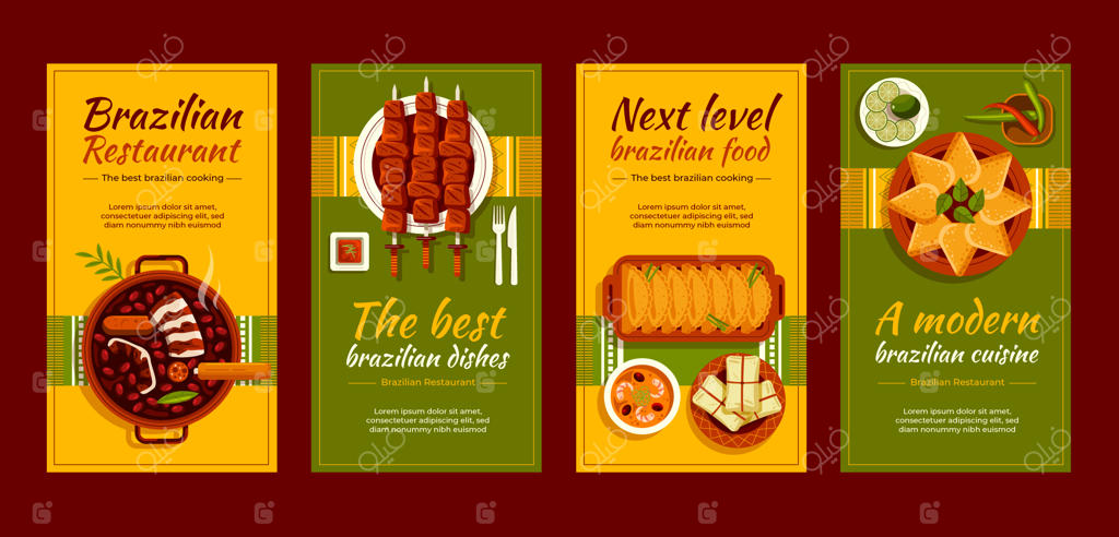 داستان‌های اینستاگرام رستوران برزیلی با طراحی دستی