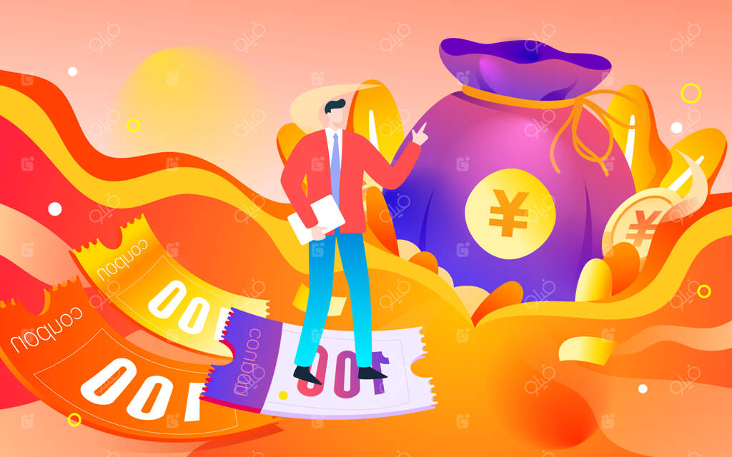 مدیریت مالی اینترنتی کیف پول با سکه‌های طلا و کوپن‌ها - تصویر برداری