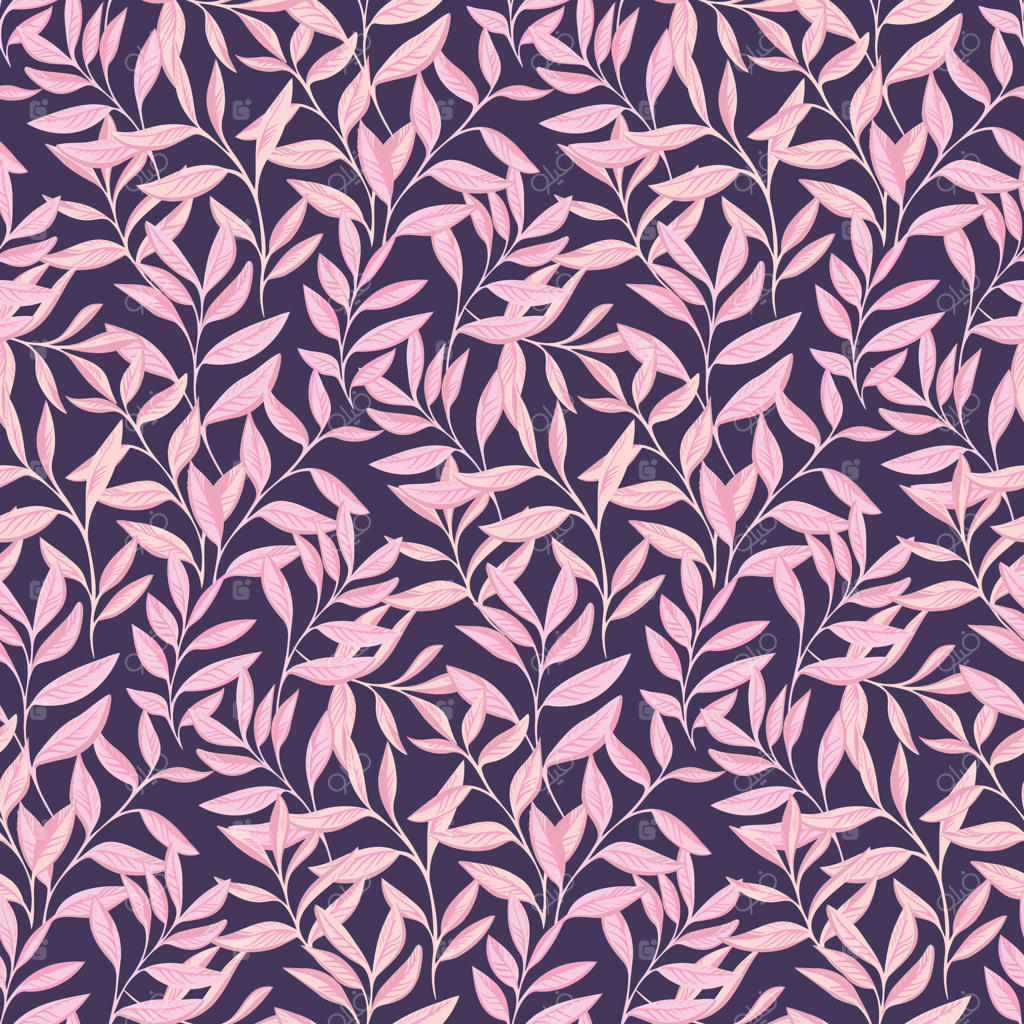 طرح یکپارچه برگ و ساقه. چاپ خلاقانه و رنگارنگ برگ‌های باغ. طرح دستی وکتور. الگو برای طراحی، پارچه، مد، چاپ، طراحی سطوح، پارچه و کاغذ دیواری.