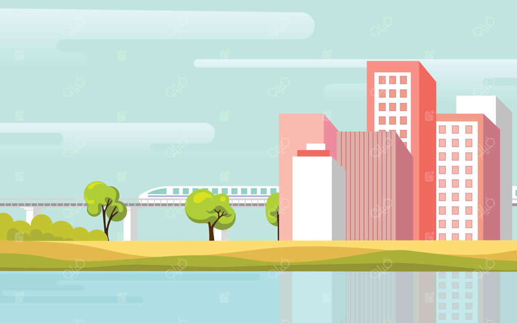 پس‌زمینه چشم‌انداز شهری با ساختمان‌های مدرن