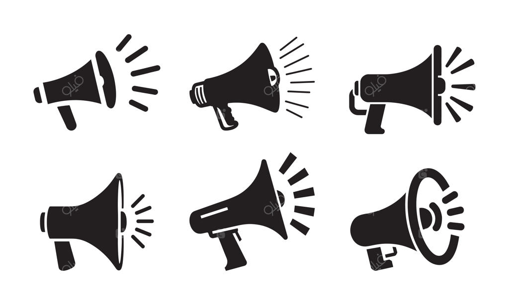 مجموعه آیکون‌های بلندگو با طراحی سیلوئت