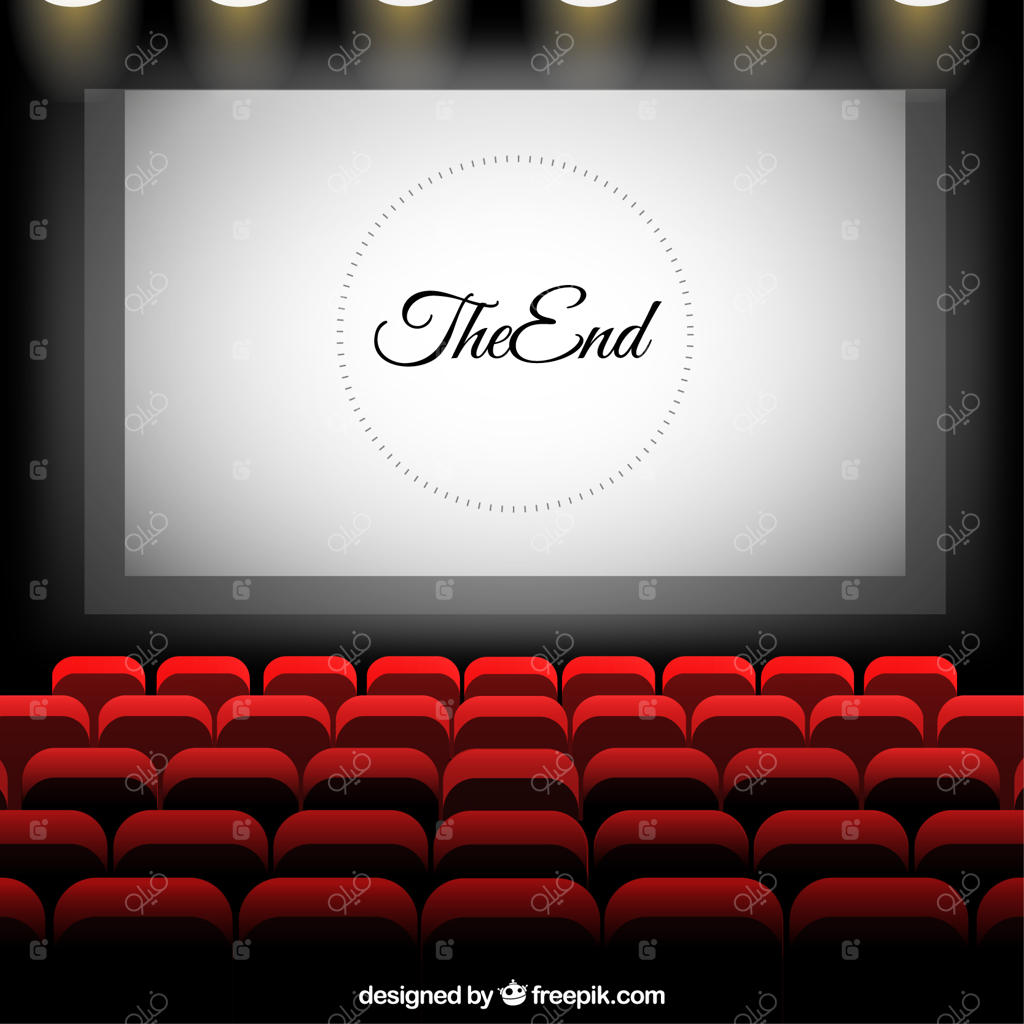 سینما با پرده و صندلی‌های قرمز