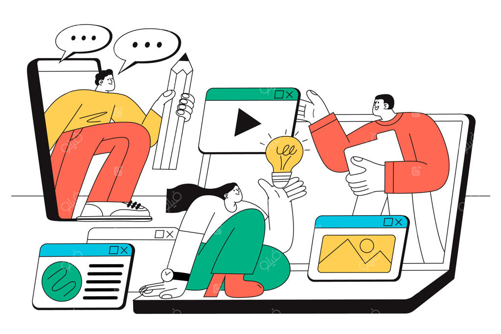 تصویرسازی همکاری تیمی و ارتباط آنلاین