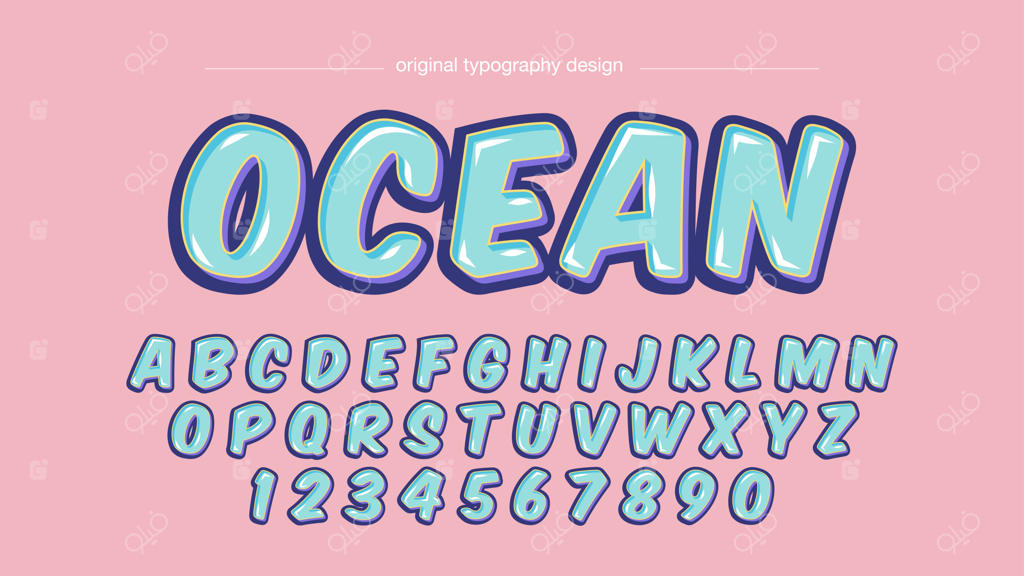 فونت هنری کارتونی آبی روشن