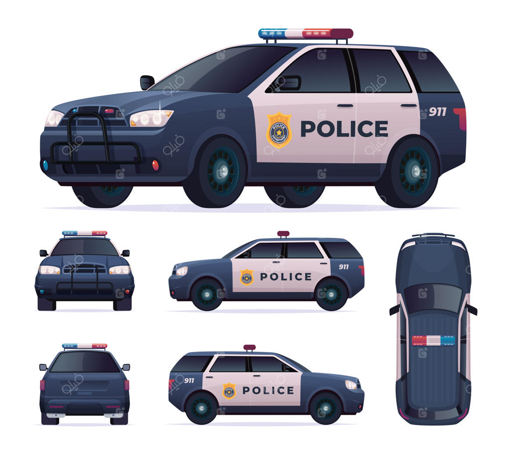 نمای خودرو گشت پلیس از جلو، عقب، بغل و بالا