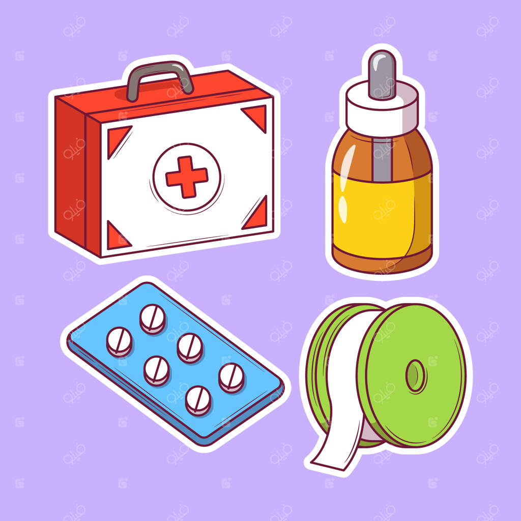 آیکون های کارتونی دست کشیده بهداشتی برای رنگ آمیزی و طراحی دودل