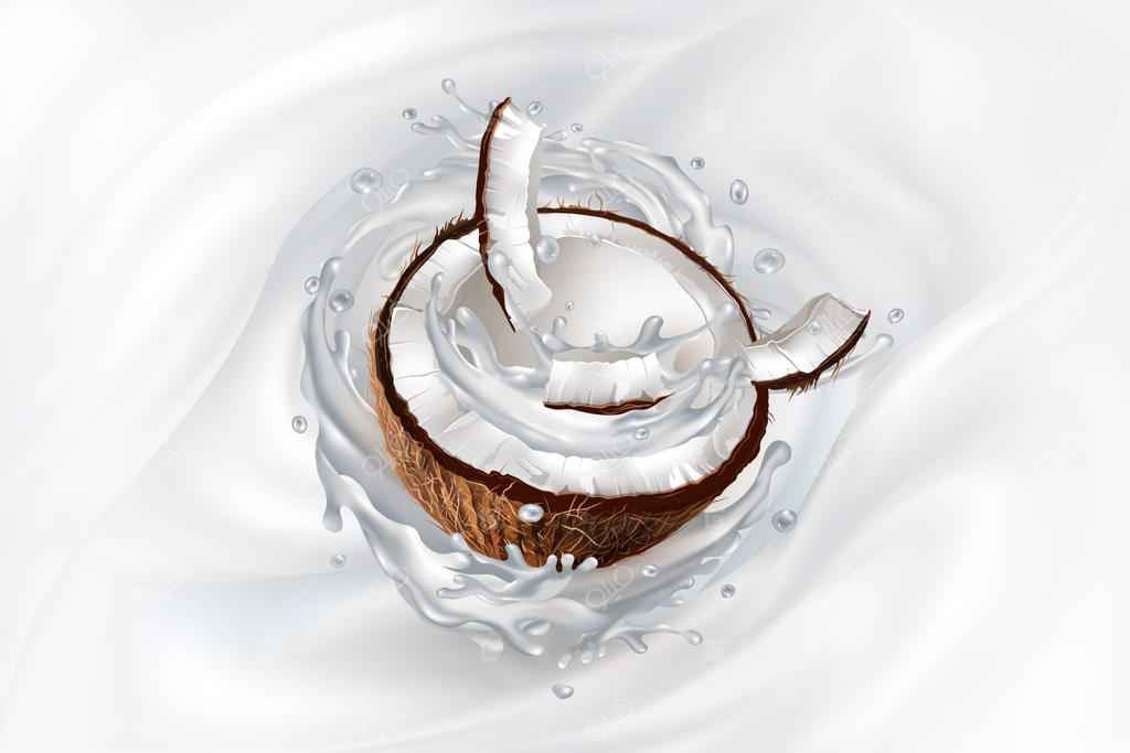 نارگیل برش‌خورده در شیری پران.