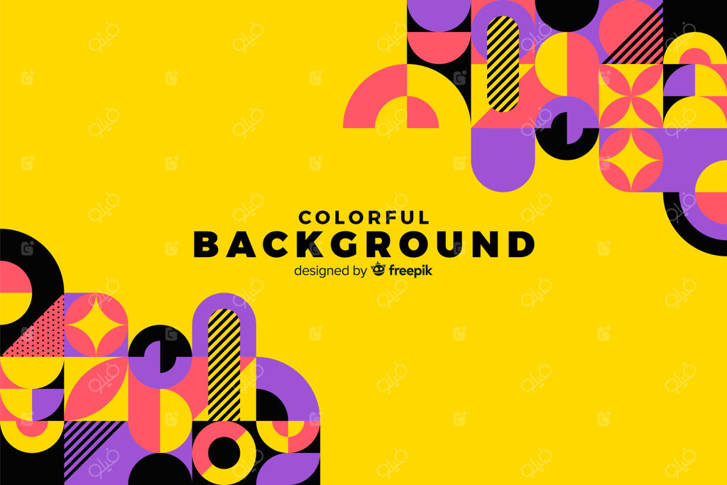 پس‌زمینه موزاییکی اشکال هندسی رنگارنگ