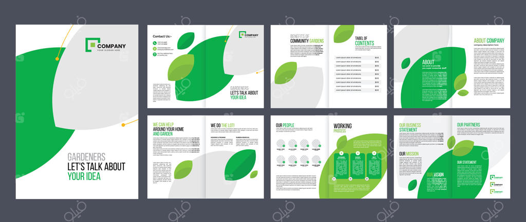 قالب طراحی بروشور باغچه، صفحه جلد نمونه کار خدمات مراقبت از چمن یا محوطه‌سازی