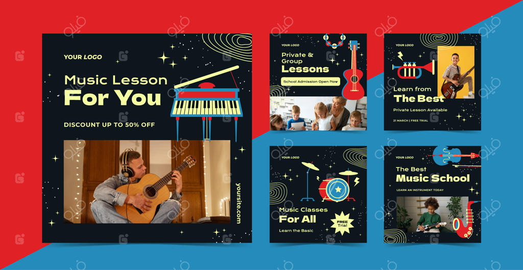 قالب مدرسه موسیقی با طراحی تخت