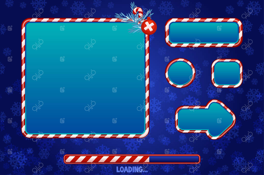 رابط کاربری و عناصر کریسمس برای بازی