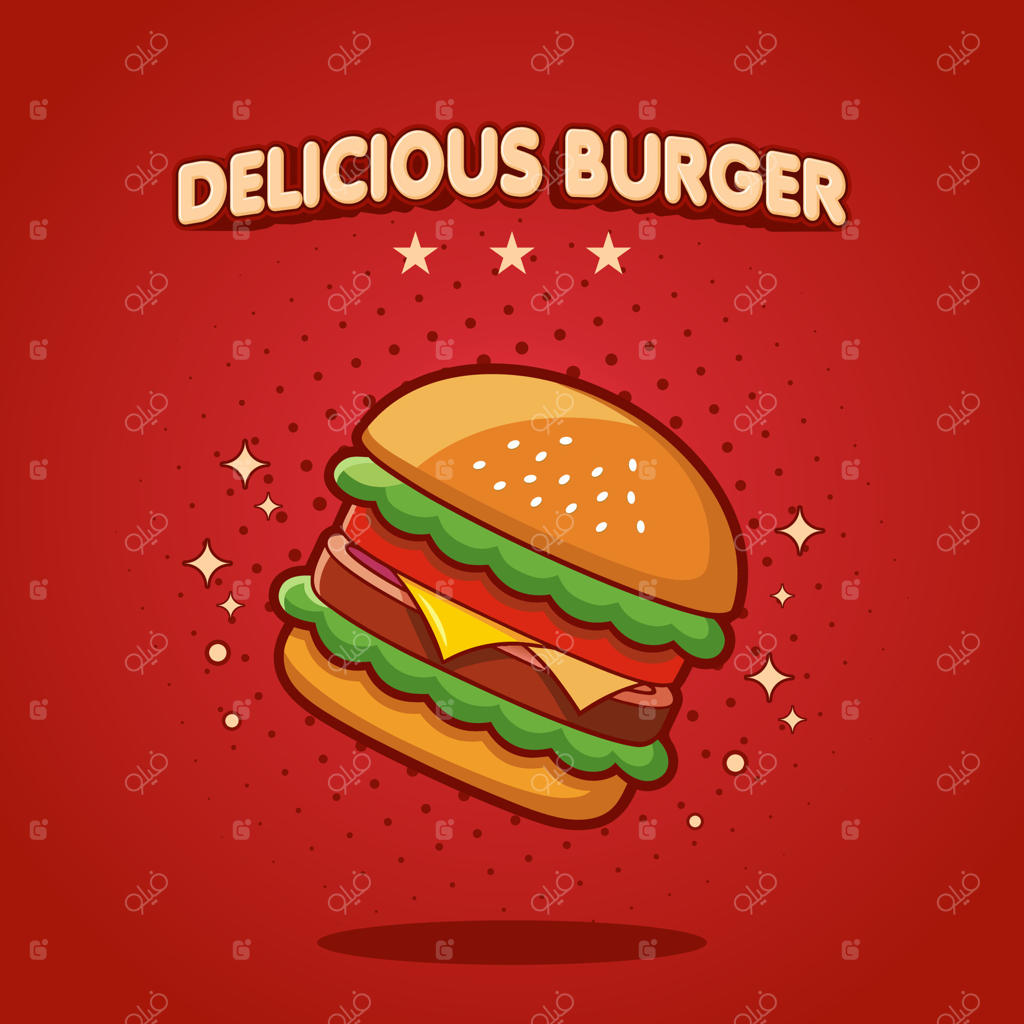 چیزبرگر در پس‌زمینه قرمز