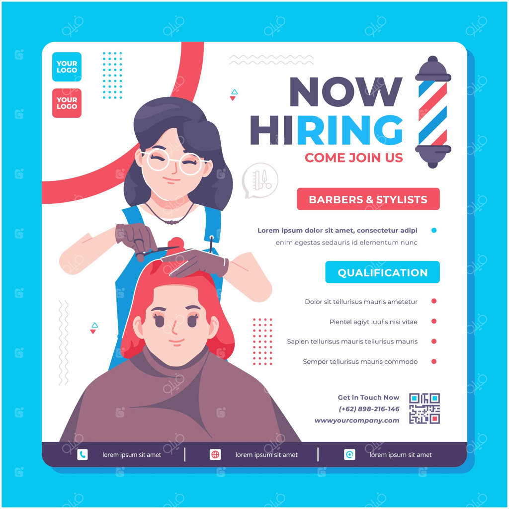 طرح پوستر استخدام آرایشگر