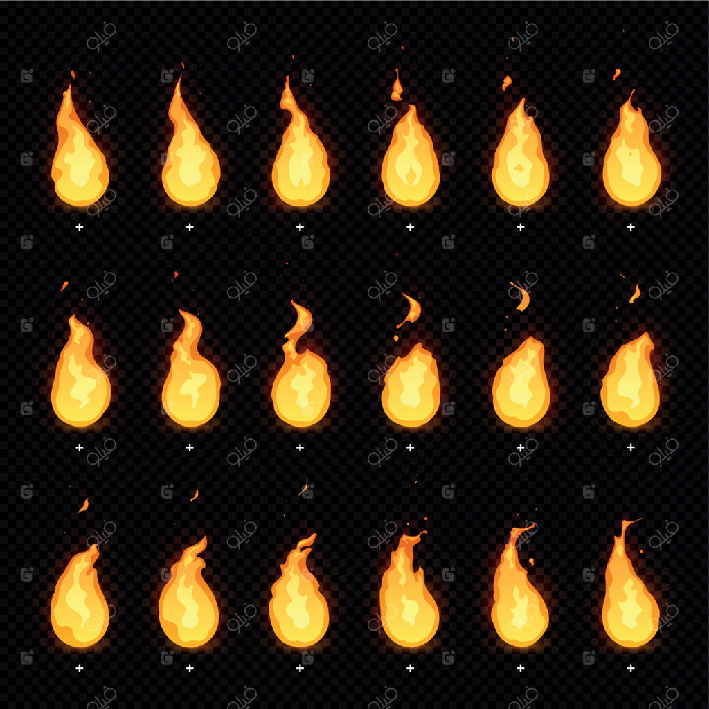 انیمیشن آتش: شعله‌های سوزان و آتش افروخته، انیمیشن‌ فریم‌های شعله‌های آتش فروزان و زبانه‌دار