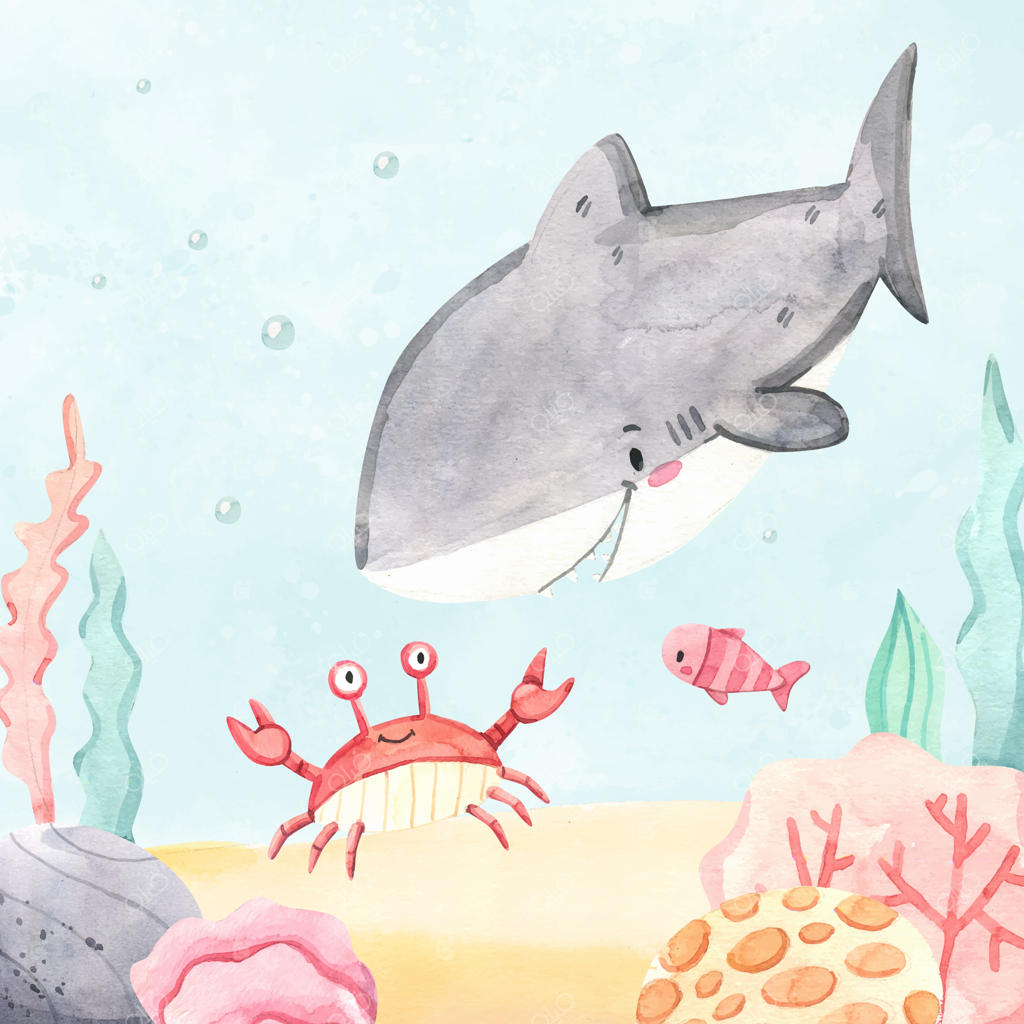 تصویرسازی آبرنگی حیوانات دریایی