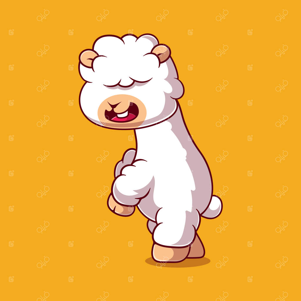 تصویر بامزه آلباکا، مناسب برای استیکر و طراحی تی‌شرت