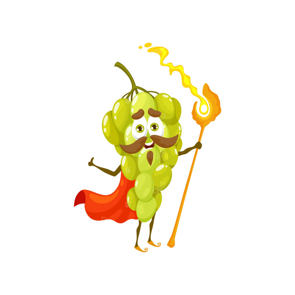 شخصیت بامزه جادویی انگور کارتونی در قالب وکتور
