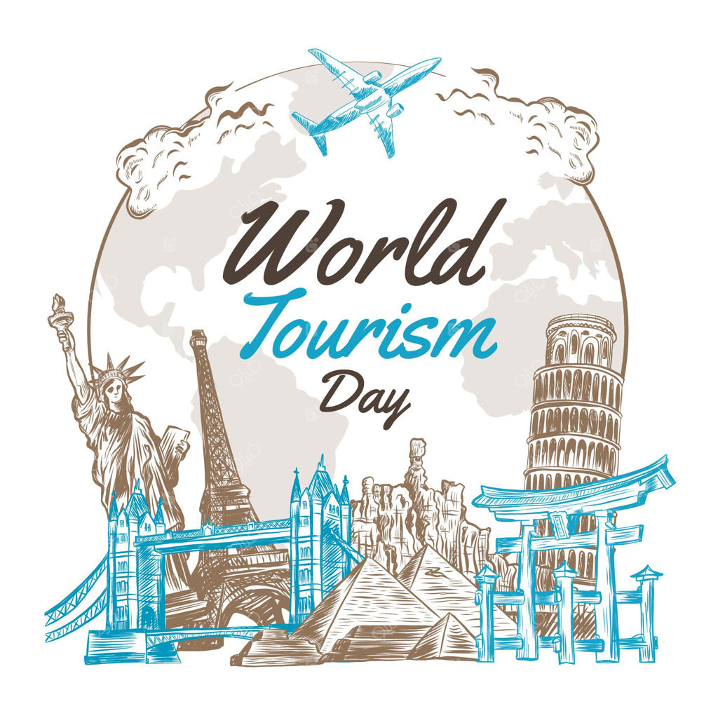 طرح مفهومی روز جهانی گردشگری با طراحی دستی