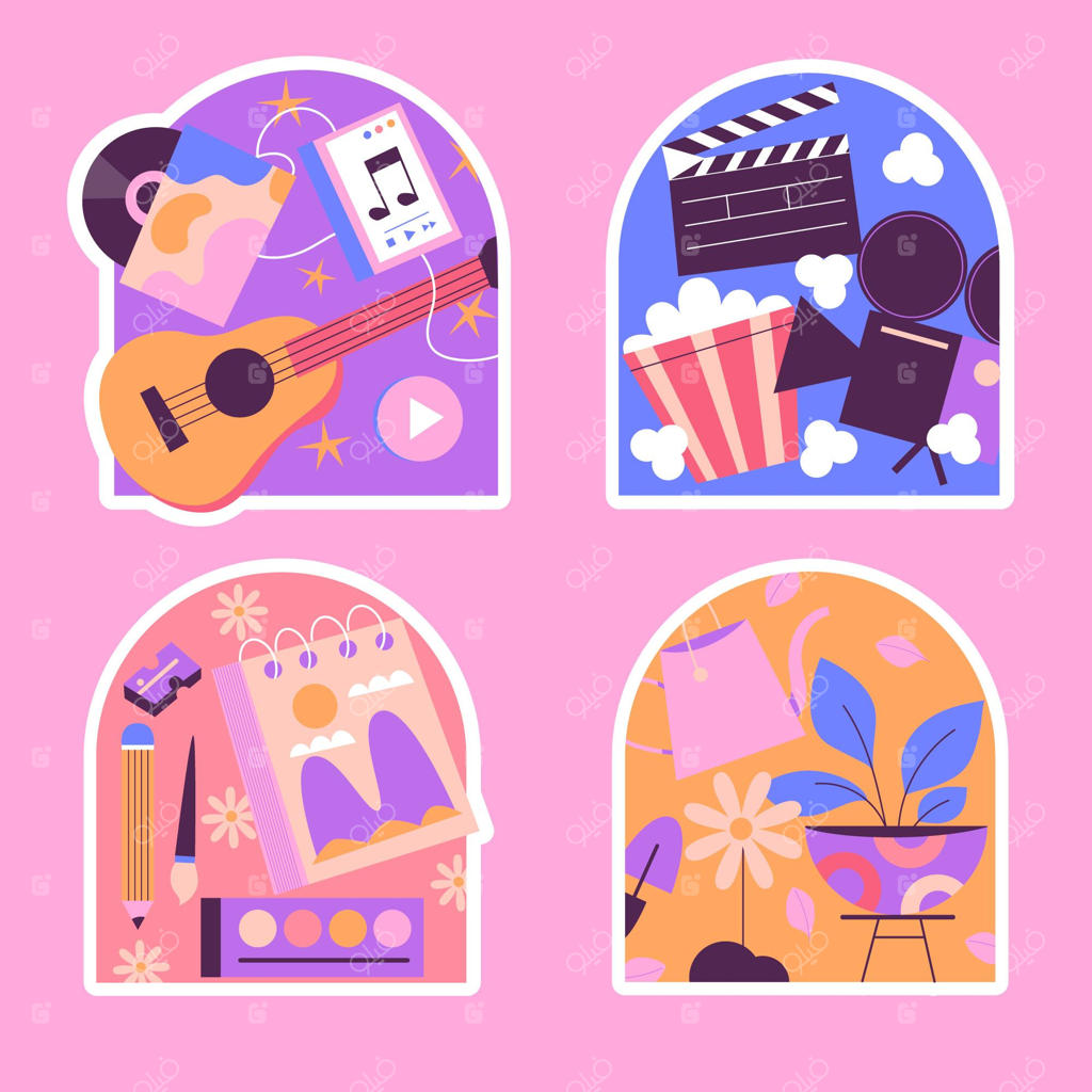 مجموعه برچسب‌های سرگرمی ساده و کودکانه