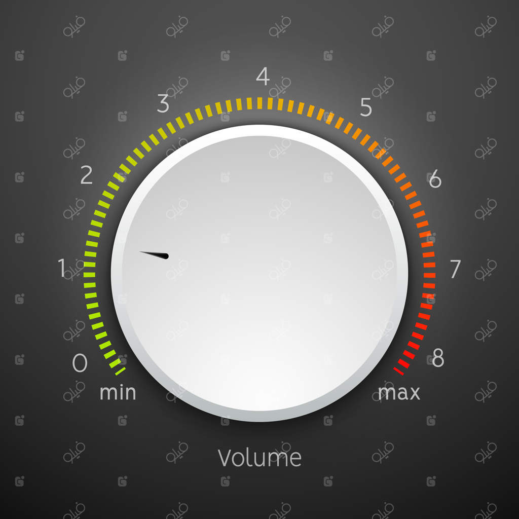 آیکون کنترل حجم موسیقی: پنل رابط کاربری عنصر دکمه صدا.