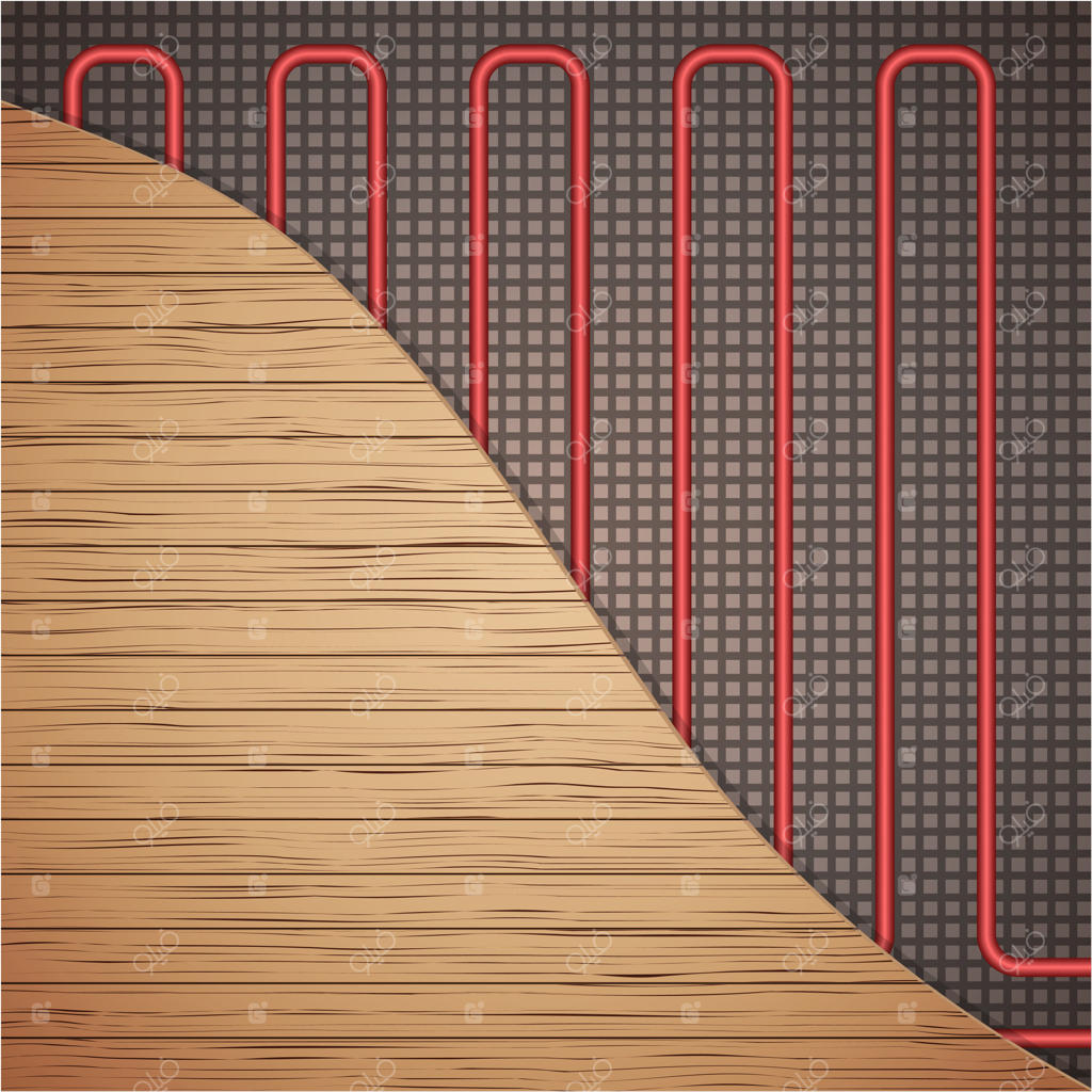 سیستم گرمایش از کف زیر پوشش چوبی.