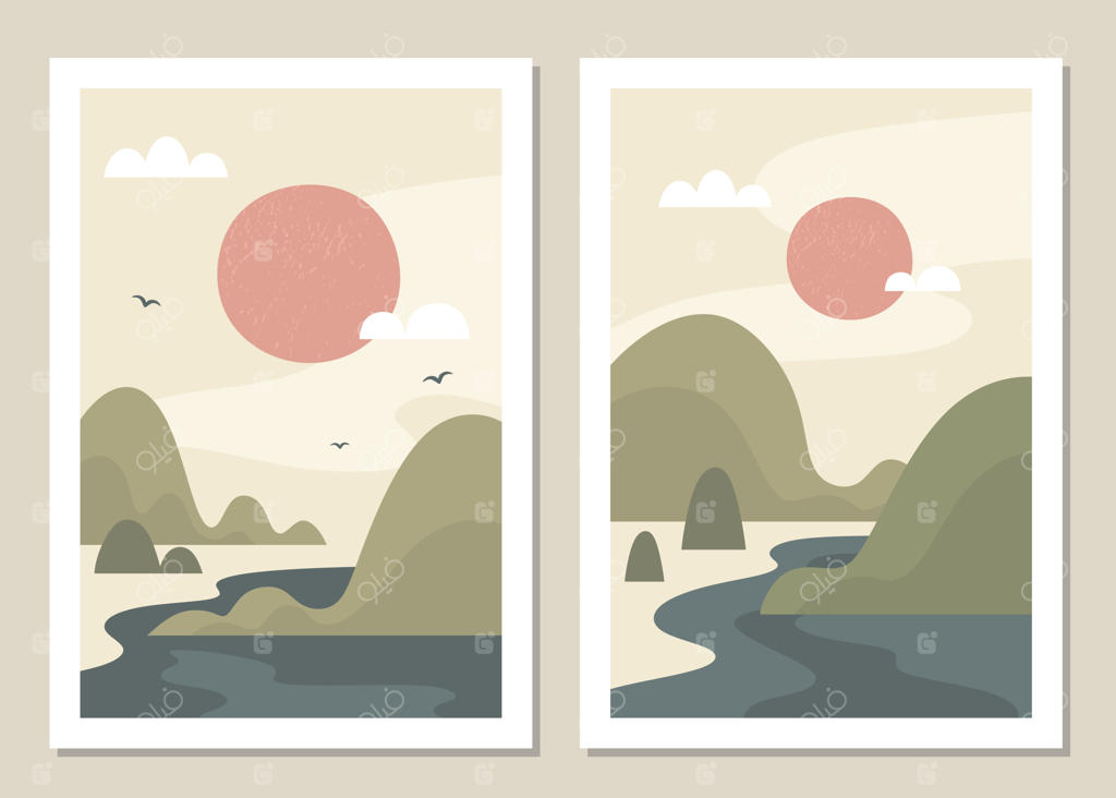 مجموعه تابلوهای دیوار منظره هنری - منظره انتزاعی