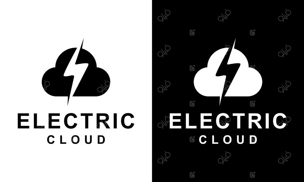 گرافیک وکتوری لوگوی الگوی ابر و رعد و برق و برق نما