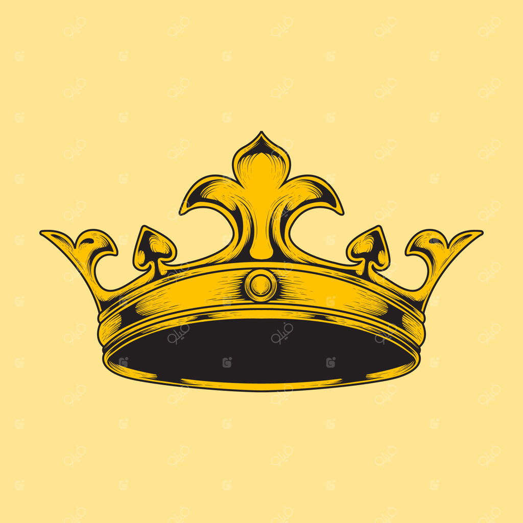 طراحی دستی تاج به سبک حکاکی