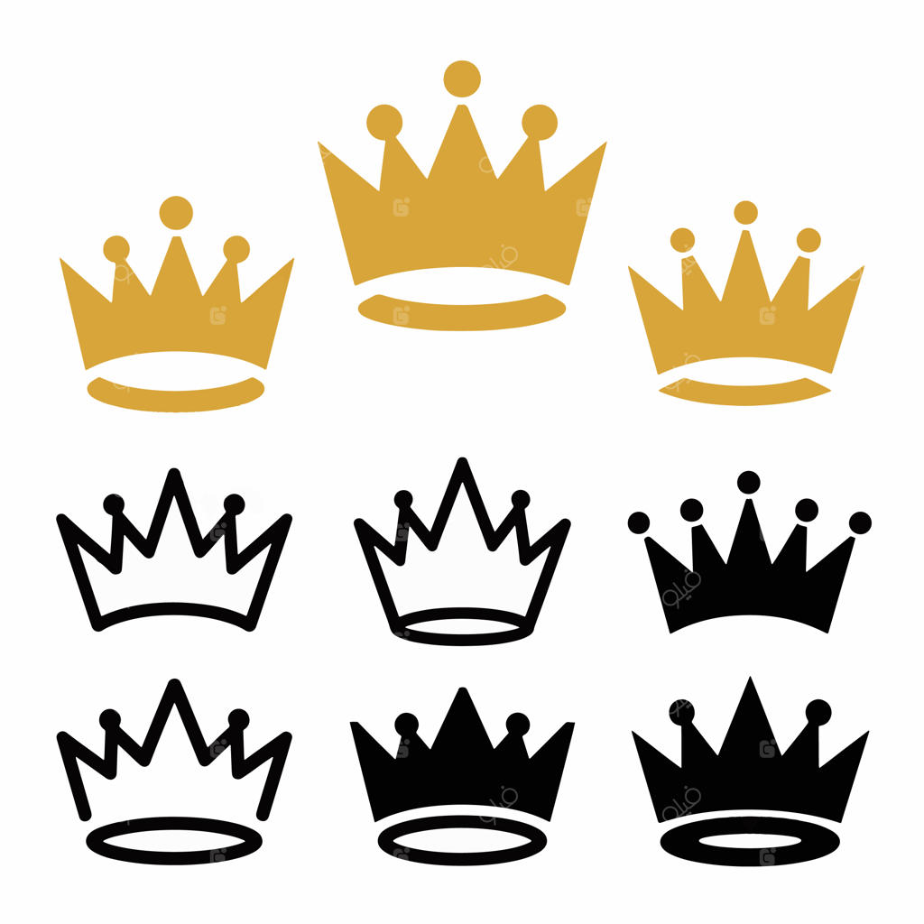 ردیفی از تاج‌ها به رنگ سیاه و طلایی