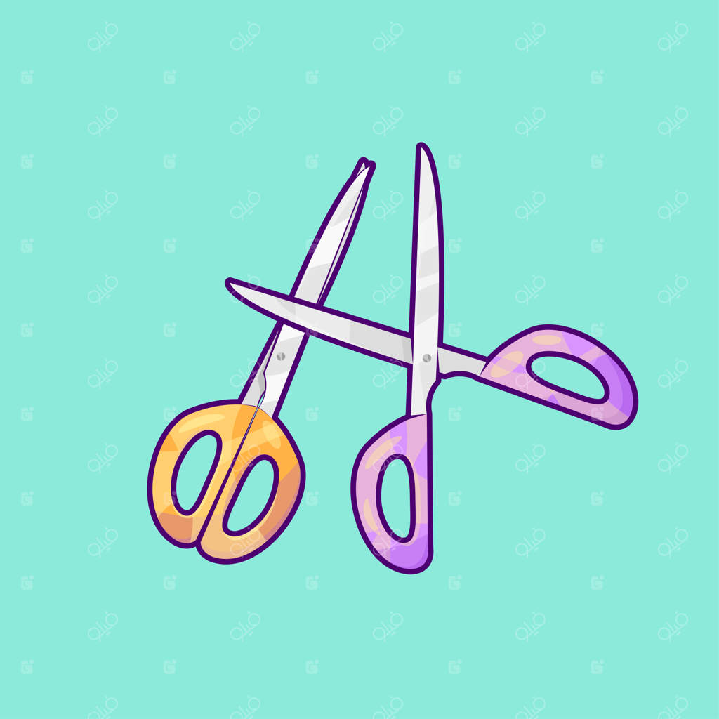 تصویرسازی قیچی به سبک کارتونی