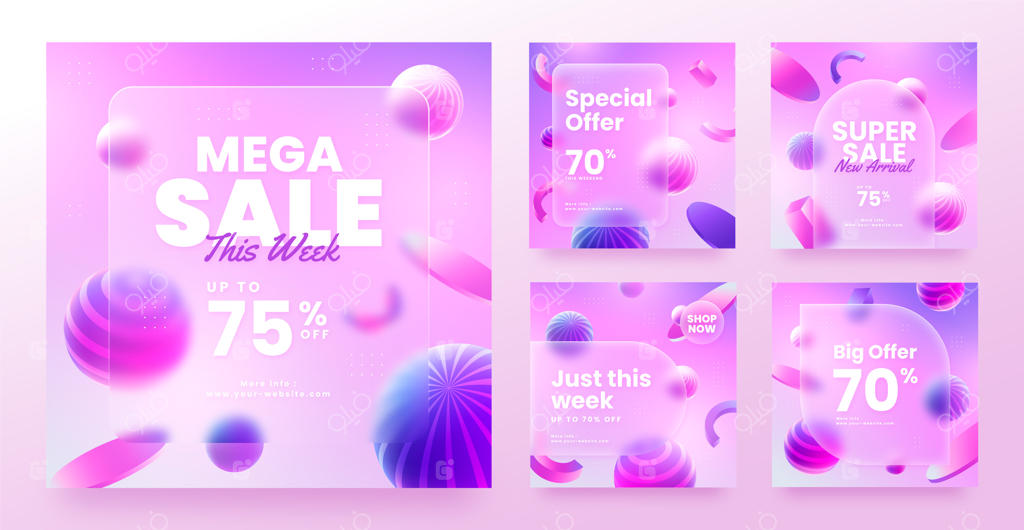 پست اینستاگرامی با جلوه شیشه‌ای گرادیان