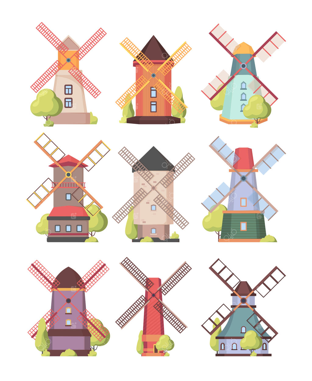 آسیاب بادی: آسیاب بادی در هلند - ساختمان‌های روستایی - تولید برق با انرژی باد