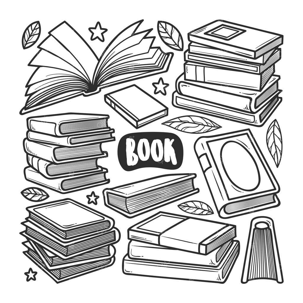 آیکون‌های کتاب طراحی شده با دست برای رنگ‌آمیزی